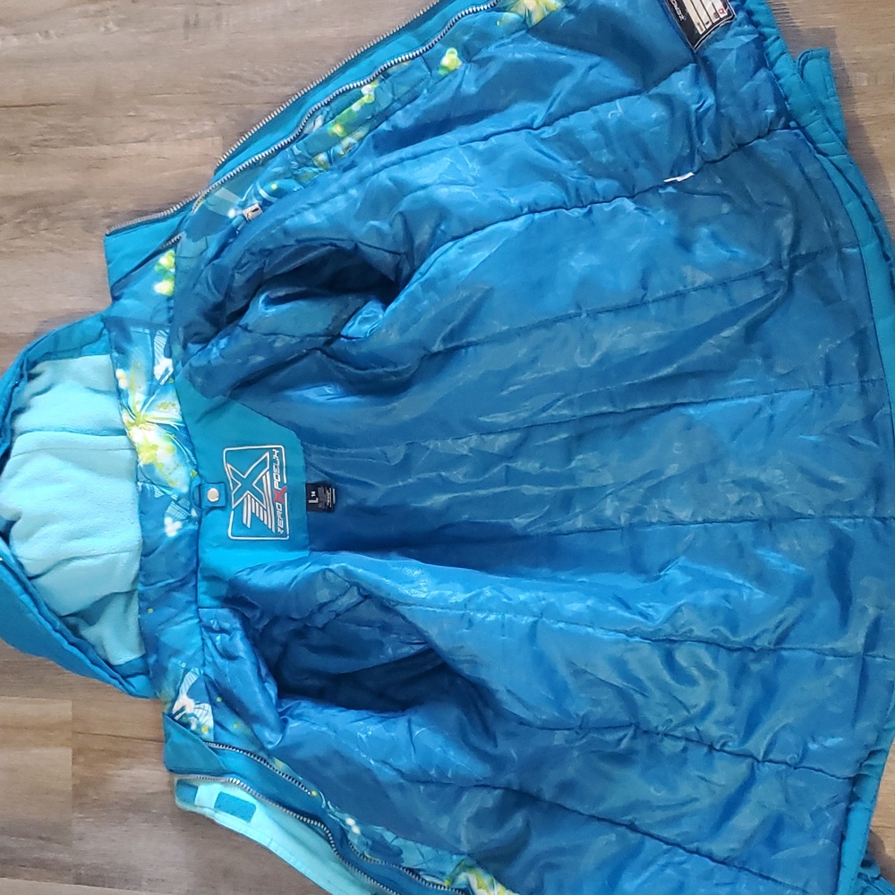 ZeroXposur Coat Blue Hooded White Trim Longer Ski Winter Size L - Picture 12 of 14